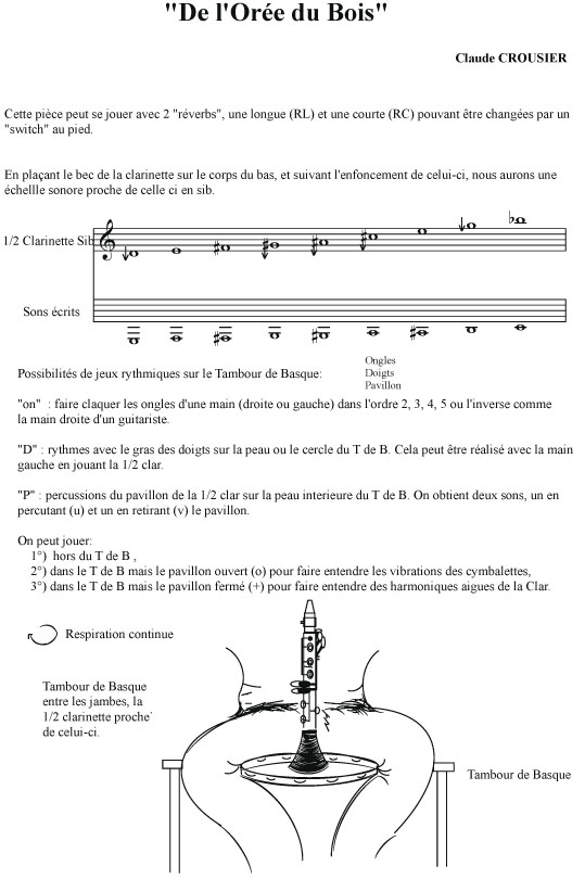 De l'orée du bois(1/2 clar, tamb basque)